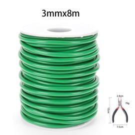Rubberised Plant Wire, 3 mm x 8 m, Green, 5 Rolls with Secateurs, Soft Binding Wire for Plant Support