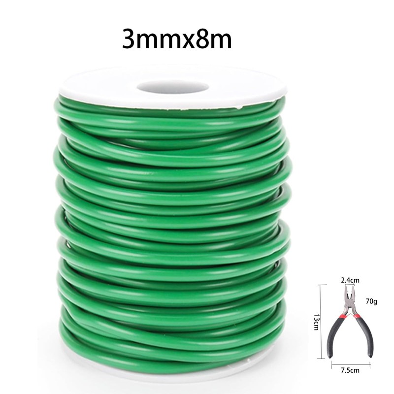 Rubberised Plant Wire, 3 mm x 8 m, Green, 5