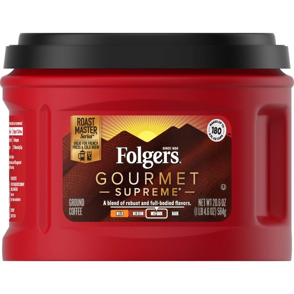 Folgers Gourmet Supreme Medium Dark Roast Ground Coffee, 20.6 Ounces (Pack of 3)