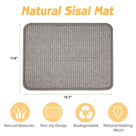 ZINGTERRA 2Pcs Bunny Bed, Sisal Rabbit Scratching Pad,Natural Cat Resting Mats for Cages,Guinea Pig Bed Mat,Forage Grass Mat,Teeth Care Rabbit Mats (15.7x11.8 in)