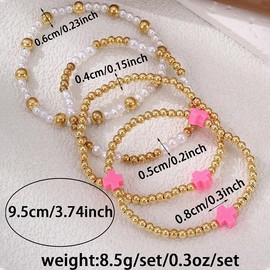 QRH Colorful Pearl Beaded Cross Bracelets Stackable Resin Cross Bracelets Pearl Gold Beaded Bracelets Cross Stretch Bracelets Set Religious Christian Bracelet Catholic Jesus Bracelets for Women Men,