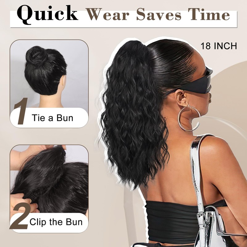 AISI BEAUTY Ponytail Extension Drawstring Ponytail for Women 18 Inch