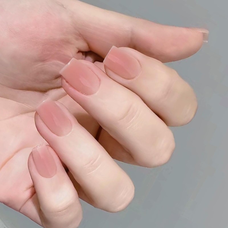 SXVME Ombre Pink Press on Nails Short Coffin, French False