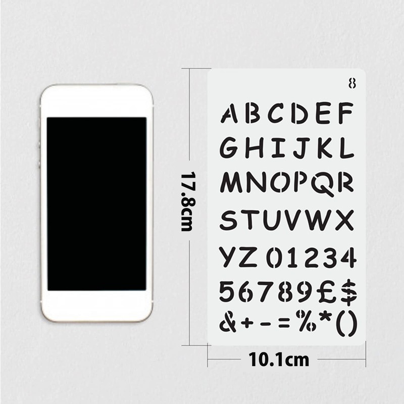 EUSTACE Alphabet Numbers Stencil Sheet Template Set of 12