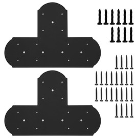 Rasugarlary 4 Pcs 5" Wide T Post Bracket, 15.7"x10.8" T Flat Mending Plate with 3mm Thickness for Wood, T Joining Brackets Connecting Brackets with Screws for Repair Wood Furniture