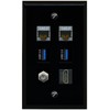 RiteAV 2 CAT7 Coax HDMI 2 USB 3 Flat/Solid Wall Plate [Black]