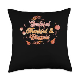 Turkey Bacon Thanksgiving Decor Pilgrim Costume Thanksgiving Christian Pilgrim Grateful Thankful Blessed Throw Pillow, 18x18, Multicolor