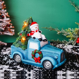 TZSSP Blue Christmas Truck,Lighted Blue Truck Christmas Décor-Christmas Car,Tabletop Pick-Up Truck for Christmas Decorations Gift Holiday Table Top Décor