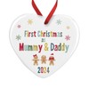 First Christmas As Mummy & Daddy Gingerbread Family Heart Bauble