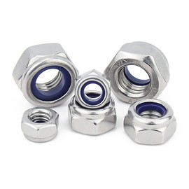 M8 304 Stainless Steel Nyloc Lock Nut,8mm Self Nylock Locking Nuts with Nylon Inserts (Pack of 20)