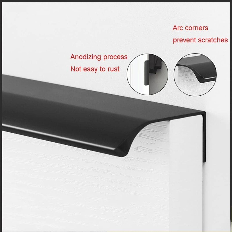 KYRYD 4 Pack Concealed Kitchen Cupboard Handles ，Finger Edge Pull