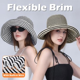 MK MATT KEELY Sun Hats for Women Summer Wide Brim Beach Hat Ladies Foldable Bucket Hat with UV Protection,Black