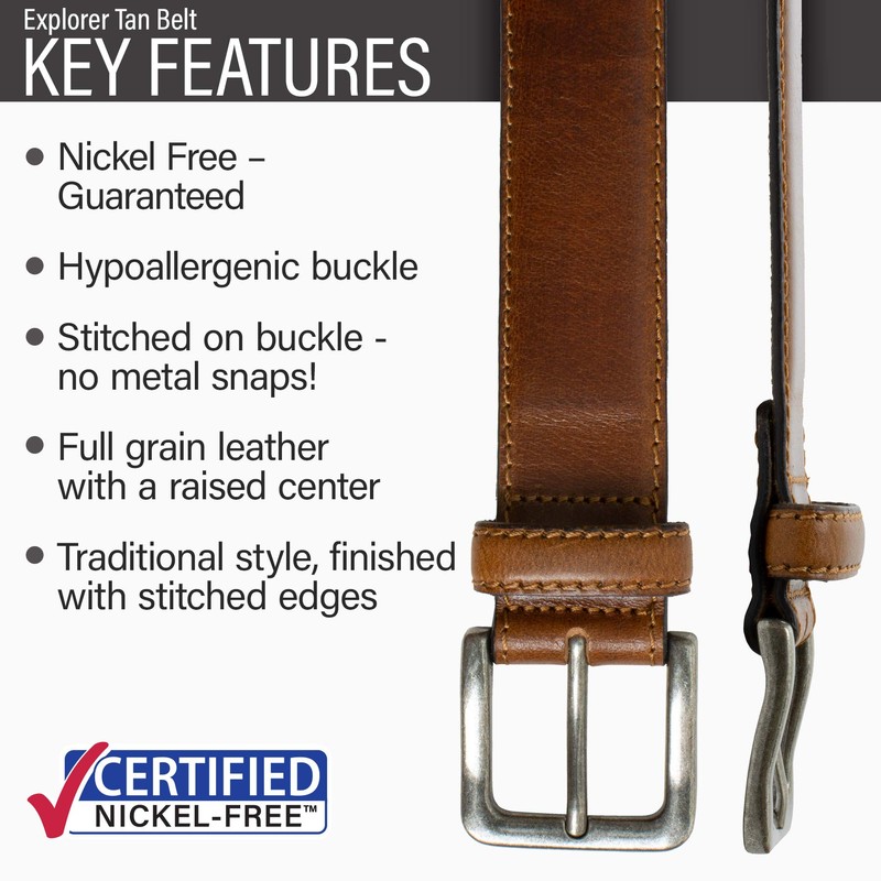 Nickel Zero Explorer Tan Belt (38")