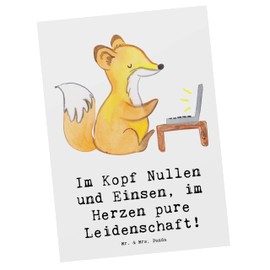 Mr. & Mrs. Panda Postcard Programmer Heart - Gift, Zeros and Ones, Postcards, Work Passion, Invitation Cards Birthday, Computer Science