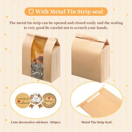 120 Pack Large Kraft Paper Bread Loaf Bag with Tin Tie Tab Lock ，for Homemade Bread Loaf Bags 14" x 8.3" x 3.5"，Sourdough Bread Bags with Clear Front Window for Baked Food Packaging Storage. (120)