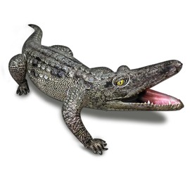 HOHQB Inflatable Alligator Pool Toys Realistic Blow up Alligator Deco Animal Reptile Party Decoration Props and Gator Pool Floats Kids Jungle Party Decorations