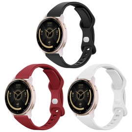 Lzwldan 3 Pack Slim Silicone Watch Bands Compatible with Garmin Vivoactive 4S/Venu 2S/Venu 3S/Vivomove 3S,Soft Sport 18mm Replacement Wristband Strap for Garmin Forerunner 255s/265S Women Men