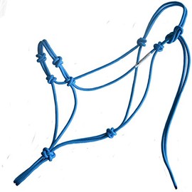 Horse Rope Training Halter - 4 Knot from 1/4" Stiff Polyester Halter Cord - Size Rope Most Trainers Use! (Blue, Yearling)