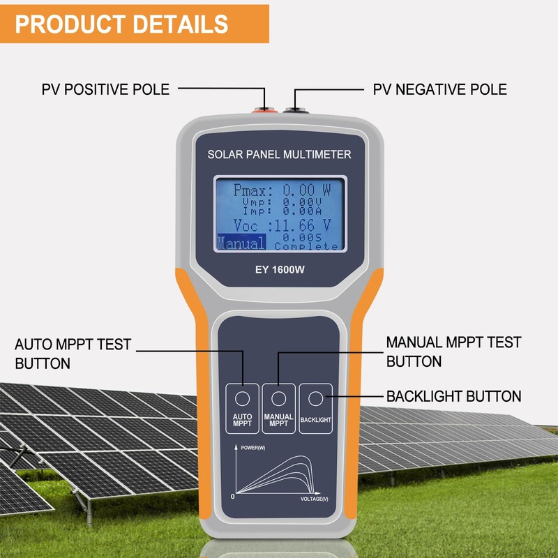Geloo 1600W MPPT Tester Photovoltaic Solar Panel Tester Solar Panel