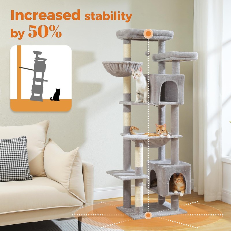PETEPELA 69" Tall Cat Tree for Indoor Large Cats, Cat