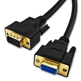 XANHAM 9.8 Feet(3 Meter) RS232 Null Modem Cable DB9 2 3 Cross TX RX Line Double Shielded(Metal Braiding&AL-foil) Female to Male, Black, SC902X09FM