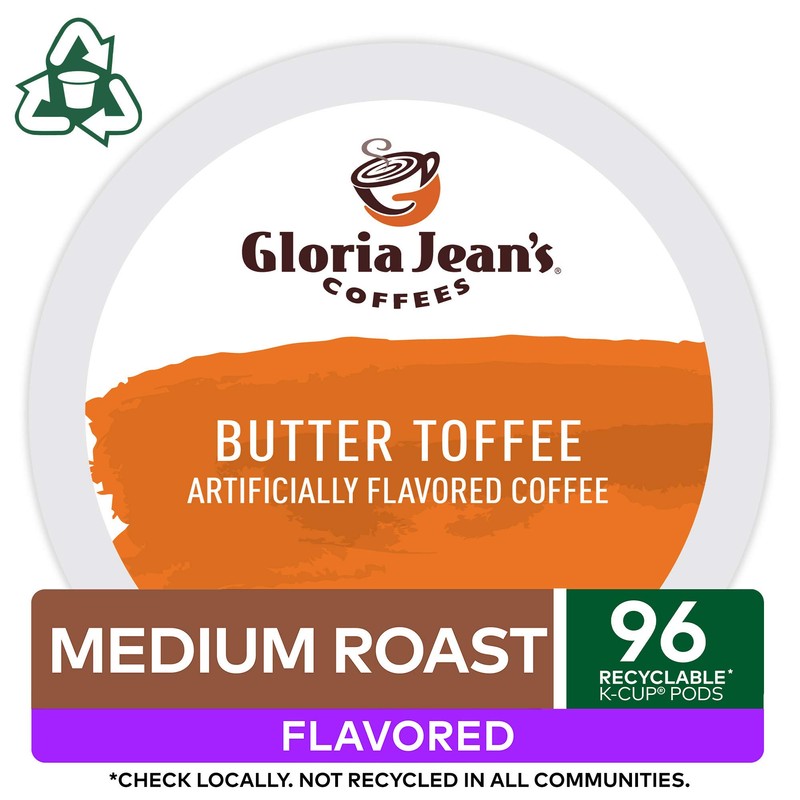 Gloria Jean's Coffees Butter Toffee, Single-Serve Keurig K-Cup Pods, Flavored