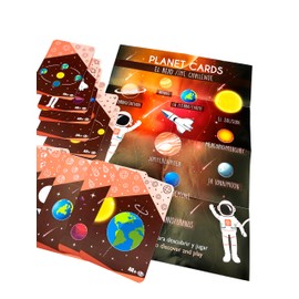 Solar System Flash Cards, with Augmented Reality App Included, Space, Planets, Universe, English and Spanish, Learning Toy, Learning Tool for Kids, School, Homeschol (Universe)