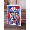 Caroline's Treasures Shar Pei Patriotic American Greeting Cards Pack of