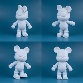 Coniuty DIY (9+13 Inch, Blank Mold) Fluid Bear + Bear Keychain Painting Set, Teddy Bear Figure for Creative Fluid Art and Home Decoration