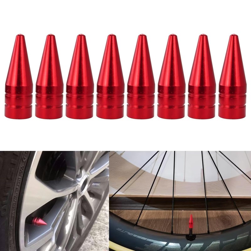8 Purple Long Spiked Valve Stem Caps Mental Thread Kit/Set
