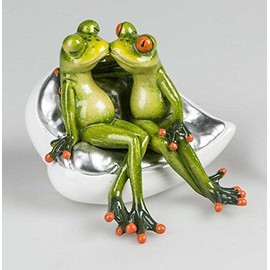 Formano Pair Frog Frogs Frog Sitting on a Sofa Man and Woman Kissing Green White Artificial Stone 717689