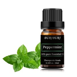 BURIBURI Peppermint Essential Oil, 100% Pure Natural Essential Oils for Aromatherapy, Diffuser, Massage, Soap Making