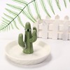 HOME SMILE Ceramic Cactus Ring Holder with Derorative White Dish