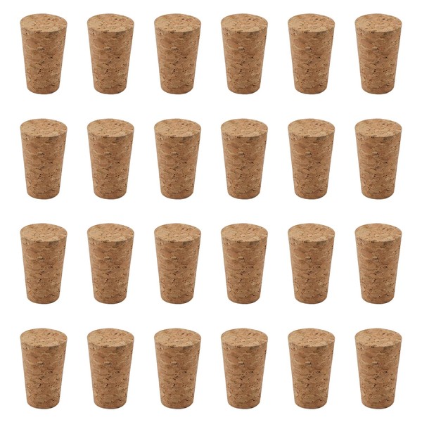 INCREWAY Natural Wooden Wine Stoppers - 24 Pcs Tapered Corks