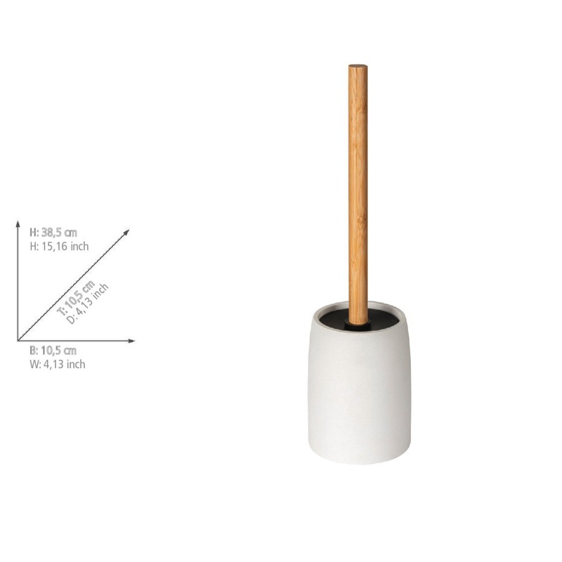 WENKO Altavalle Freestanding Toilet Brush Set Polyresin and Bamboo for
