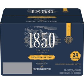 1850 Pioneer Blend Ground Coffee, Fraction Pack, Medium Roast, 2.5 oz, 24 Count