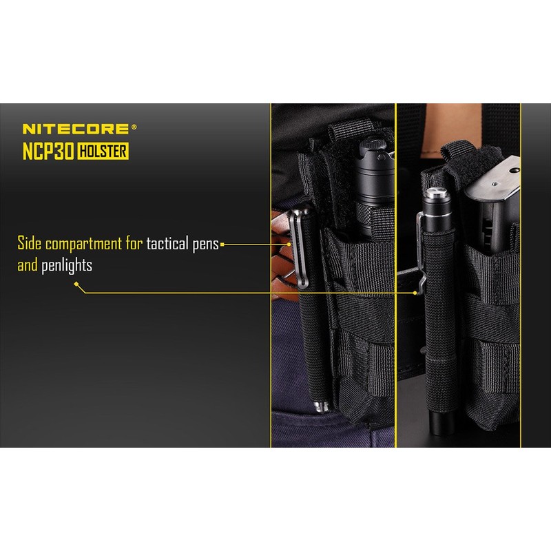 EdisonBright Nitecore NCP30 Molle compatible flashlight/magazine cordura holster (Black) with