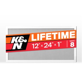 K&N 12X24X1 HVAC Furnace Air Filter, Lasts a Lifetime, Washable, Merv 8, the Last HVAC Filter You Will Ever Buy, Breathe Safely at Home or in the Office, HVC-8-11224
