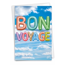 The Best Card Company - Farewell, Goodbye Card with Envelope - Miss You Greeting, Note (Not 3D or Raised) - Inflated Messages Bon Voyage C5651QBVG