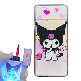 NIVEK Light Up Glow in The Dark Lighter Kitty KT Cat Melody Kuroomi Japanese Character Kawaii Pink Flame Jet Torch Refillable (Kulomi)