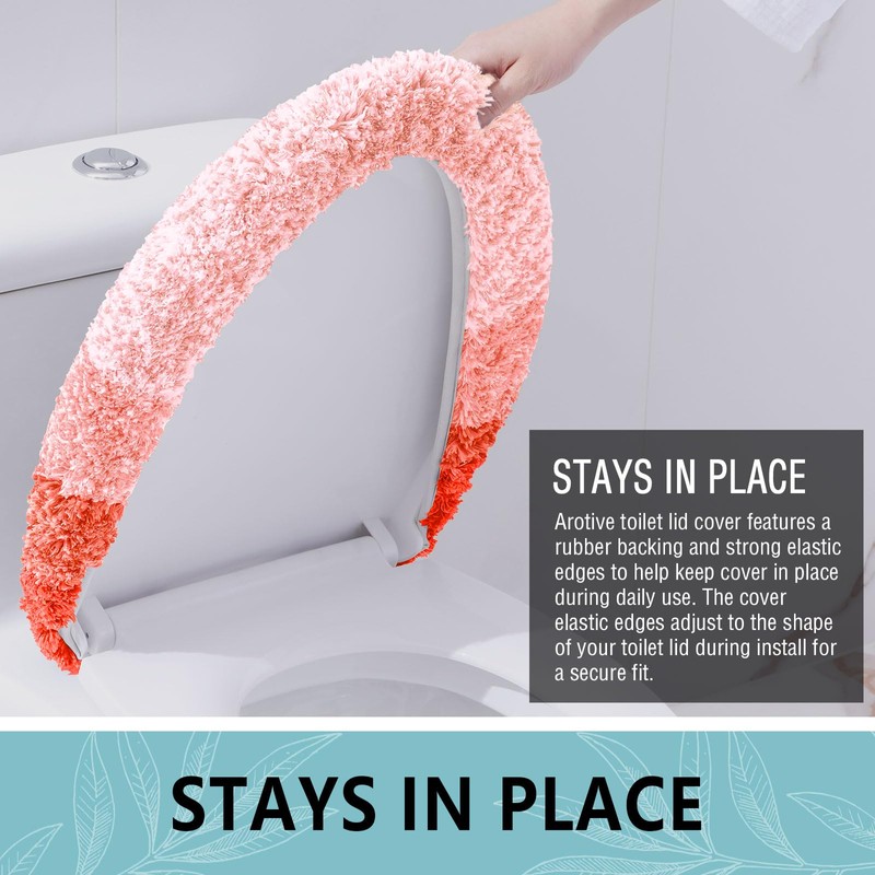 Soft Microfiber Bathroom Toilet Lid Cover, 17.5x15, Coral