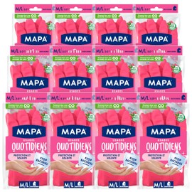 Mapa - 12 Pairs of Latex Cotton Inner Household Gloves - Protection and Strength - 12 Pairs - Size M/L
