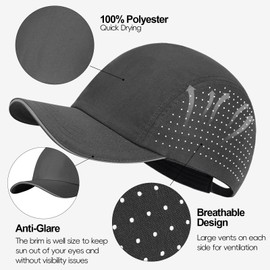 Oversize XXL Running Caps Quick Dry Baseball Caps Cooling Breathable Mesh Hats for Big Heads, Men Dry Fit Hats for Workouts Dark Gray