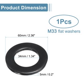 sourcing map M33 Stainless Steel Flat Washers, 34mm ID x 60mm OD x 5mm Thick Black Zinc Plated Metal Washers for Screws and Bolts
