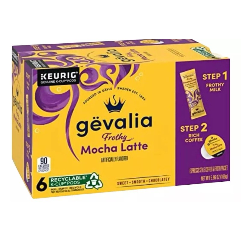 Gevalia Frothy 2-Step Mocha Latte Espresso K-Cup Coffee Pods &