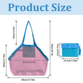 WUSJCOF 1 Piece Beach Toy Bag, Sand Toy Mesh Beach Bag for Sand Toy, Beach Bag Children, Foldable Mesh Bag for Beach Holidays and Outdoor Activities (Pink)