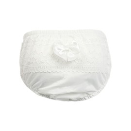 Baby Girls Frilly Pants Soft Touch Spotty Tutu Nappy Cover White Frill Knickers Satin Bow White 6-12 Months