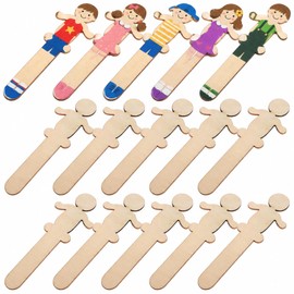 DEEPCRAFF 20pcs Boy and Girl Shaped Wood Sticks, Natural Unfinished Wooden Figures for DIY Ornaments, Creative Arts Crafts Supplies for Wedding Party Decoration