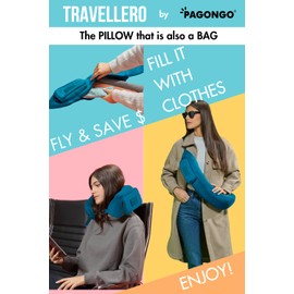 PAGONGO TRAVELLERO Stuffable Neck Pillow for Travel, Secret Pillow, Fits 5 Days Essentials, Neck Pillow Case, Pillow Travel Bag, Packable Pillow, Stuffable Travel Pillow, Neck Pillow Cover, Teal Blue