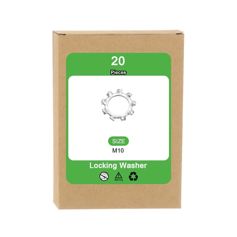 sourcing map M10 20Pcs External Tooth Washers, 410 Stainless Steel